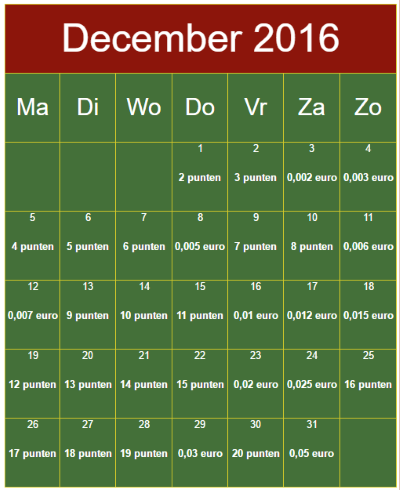 Adventskalender bij Money-Express